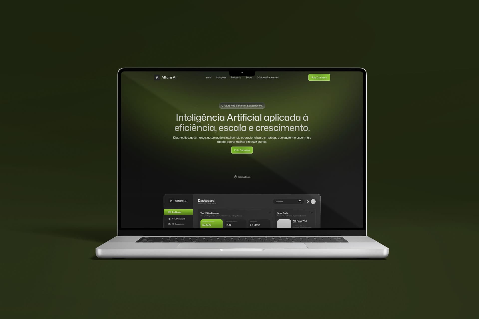 Narrativa animada por scroll para consultoria de IA